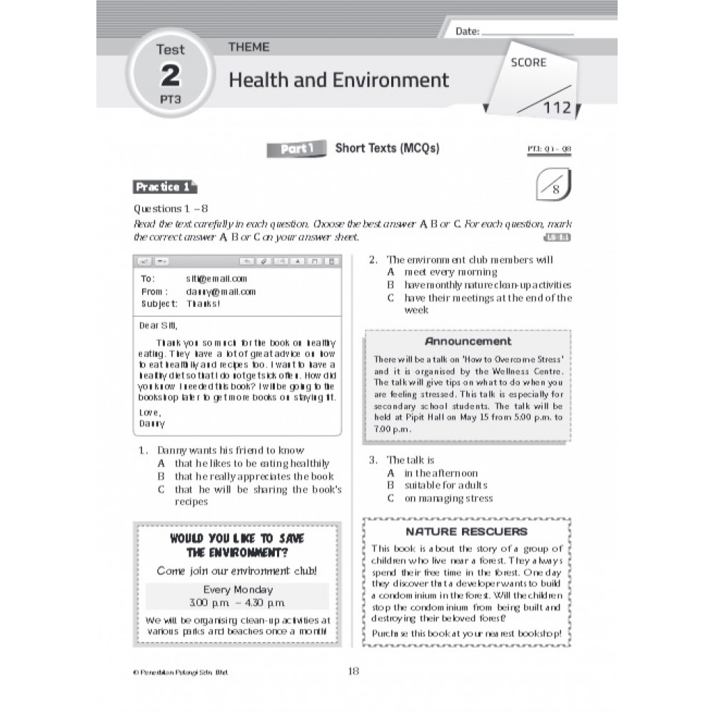 Tingkatan 2 Get Ready Pt3 English Paper 1