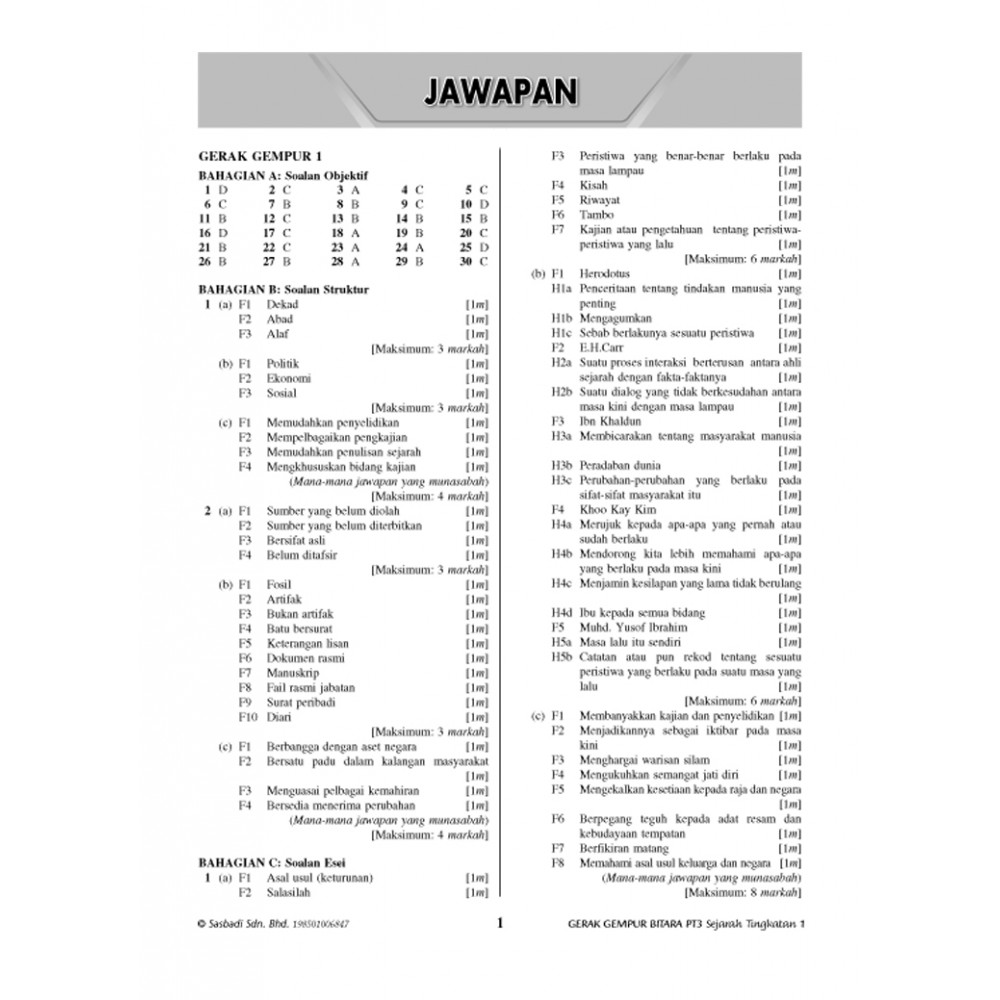 Tingkatan 1 Gerak Gempur Bitara Pt3 Sejarah